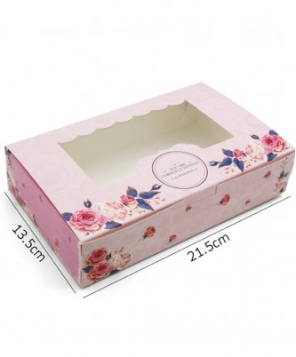 Коробка с окошком розовая "Flowers", комплект 10 или 50 шт (оптом дешевле)