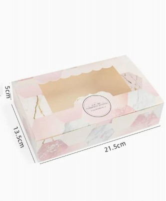Коробка с окошком "Розовый мрамор", комплект 10 или 50 шт (оптом дешевле)