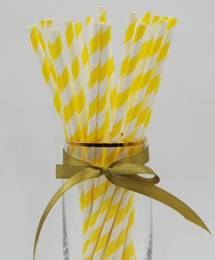 Трубочки  "Полоска жёлтая""  (25 штук)